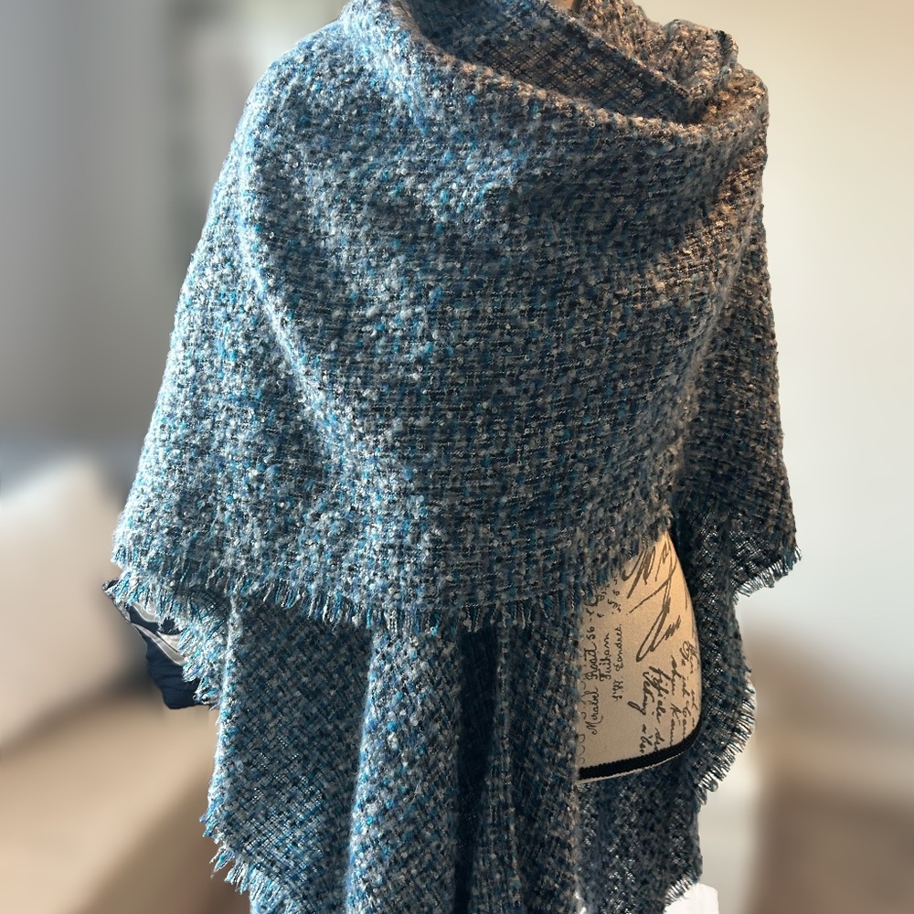 Light Blue Steve Madden Woven Shawl With Front Pockets